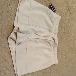 Women's Cream Elastic Waist Shorts super soft material